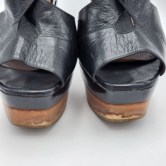 Marni Vintage Cross Strap Wooden Platform Heels Size 8 - Picture 8 of 11